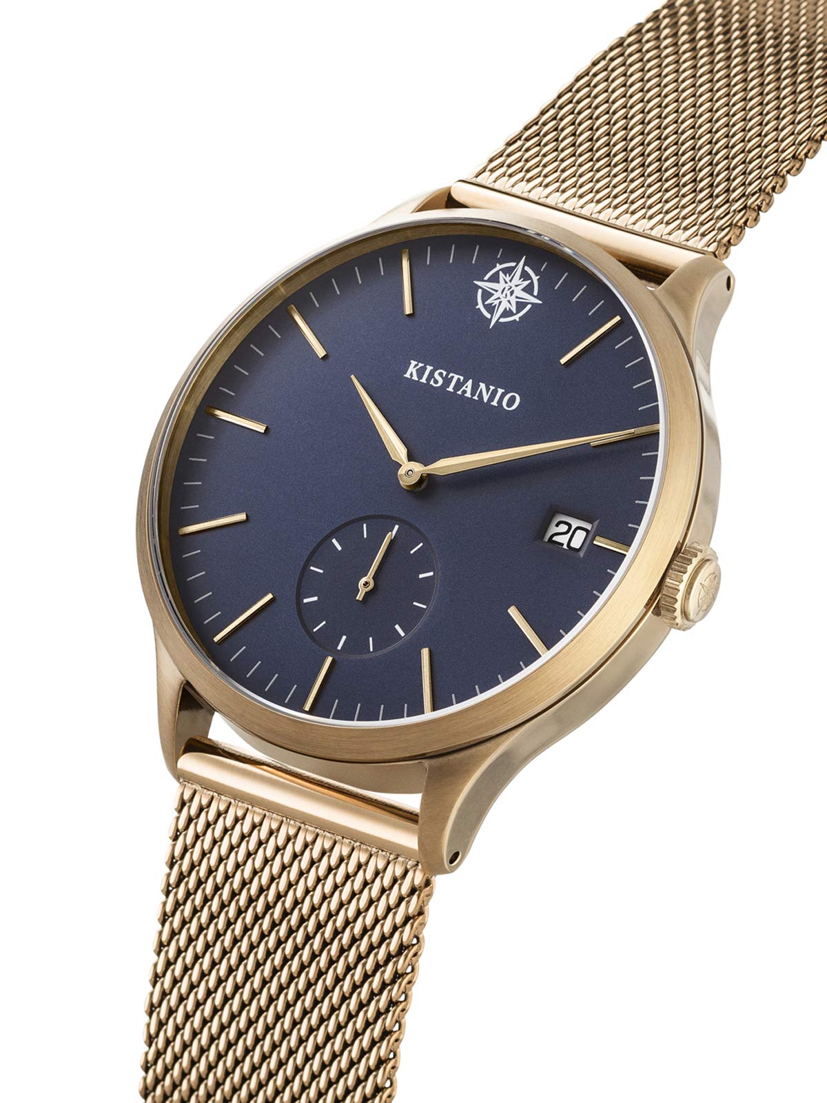 KIS-STR-40-123 - Orologio da uomo Stratolis in vetro zaffiro e mesh blu con cinturino in maglia Milanese