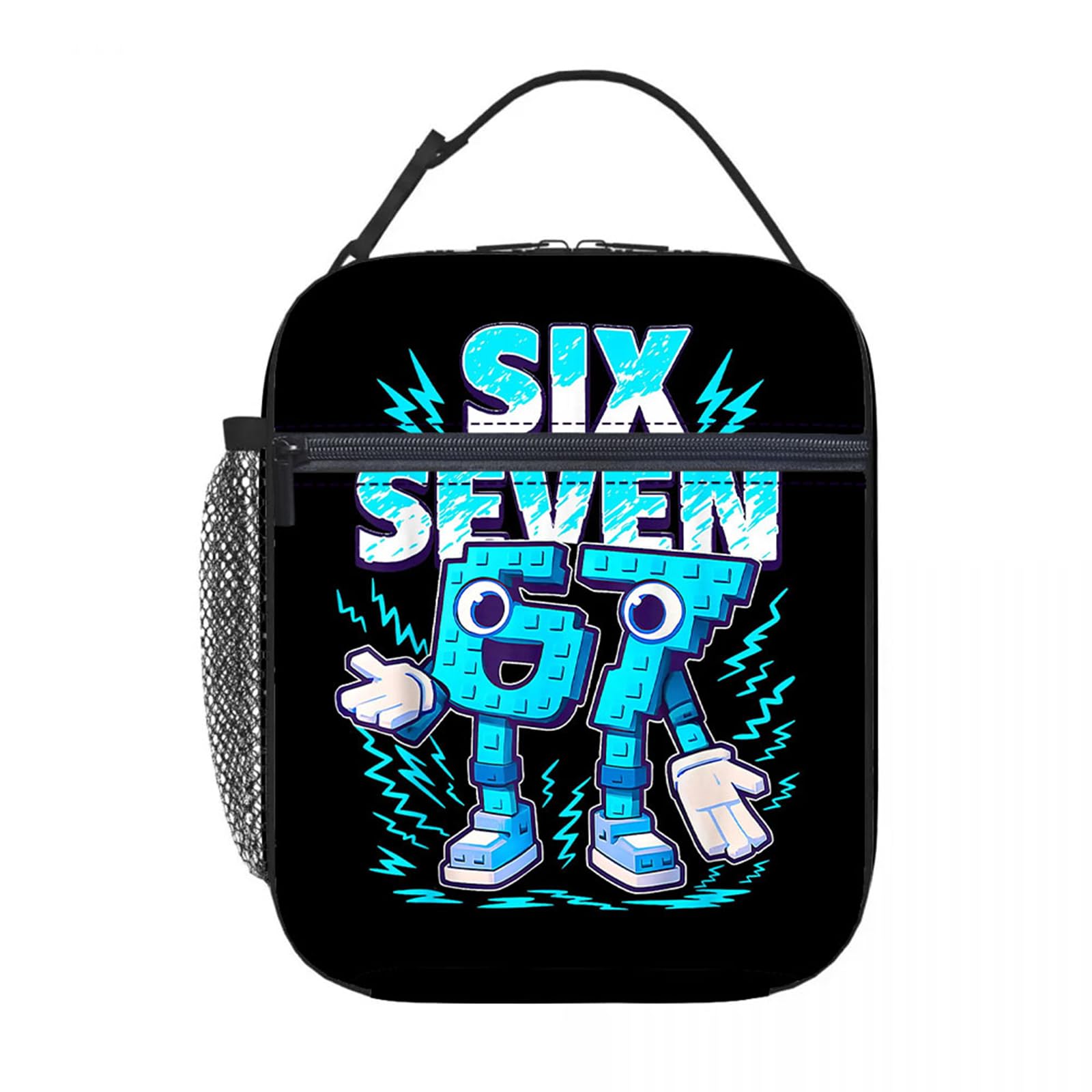 Pralen 67 Italian Brainrot Lunch Bag, Reusable Insulated Italian Brainrot Lunch-Bag with Side Pocket, Portable Boys Packed Lunch Box for School, Travel, Picnic, Office&Beach