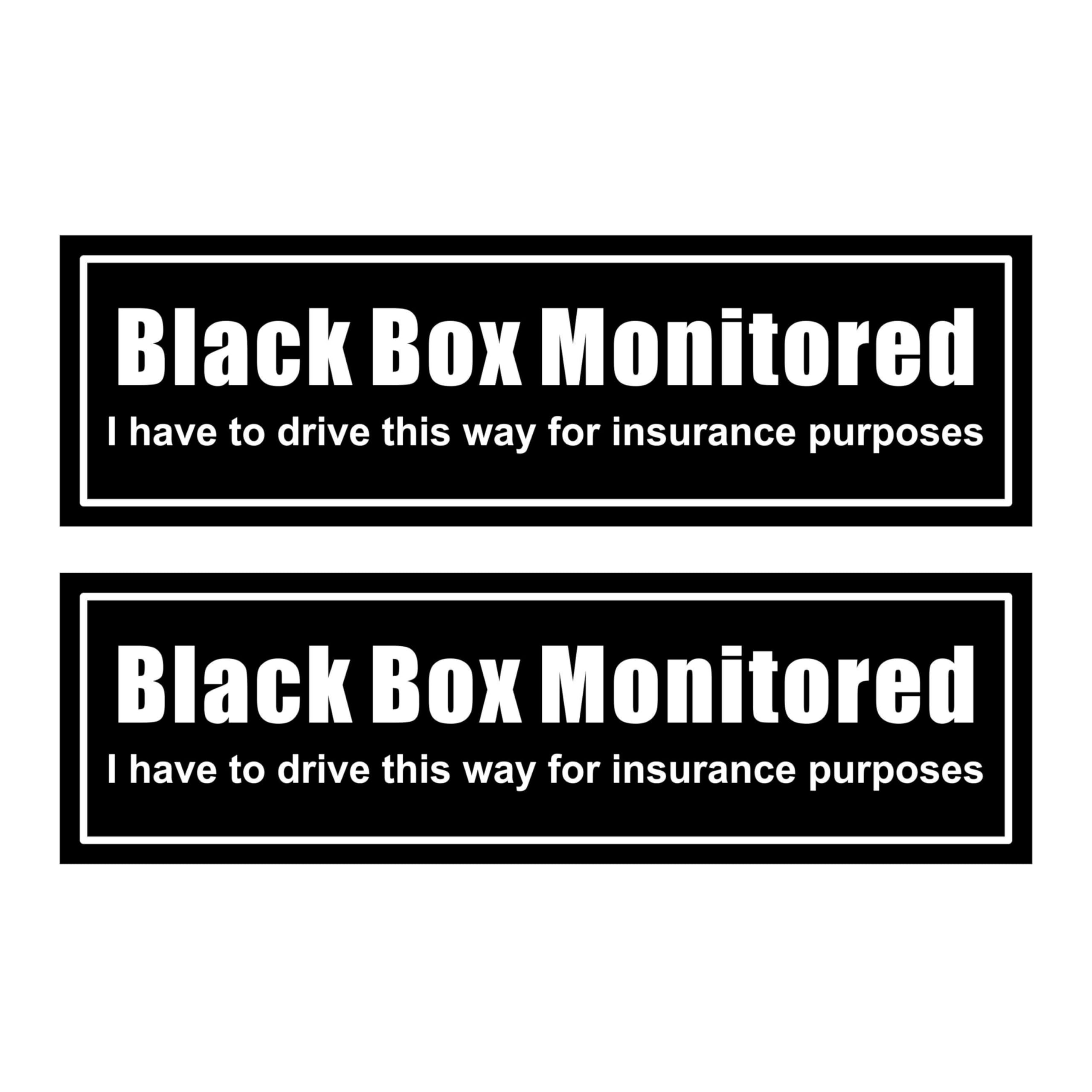 Tek Automotive White, Black Black Box Car Sticker – Twin Pack, 20X6.5cm – Black Box Sticker For Insurance Monitoring – Self-Adhesive Vinyl – Indoor & Outdoor Use For Cars, Vans & Learner Drivers