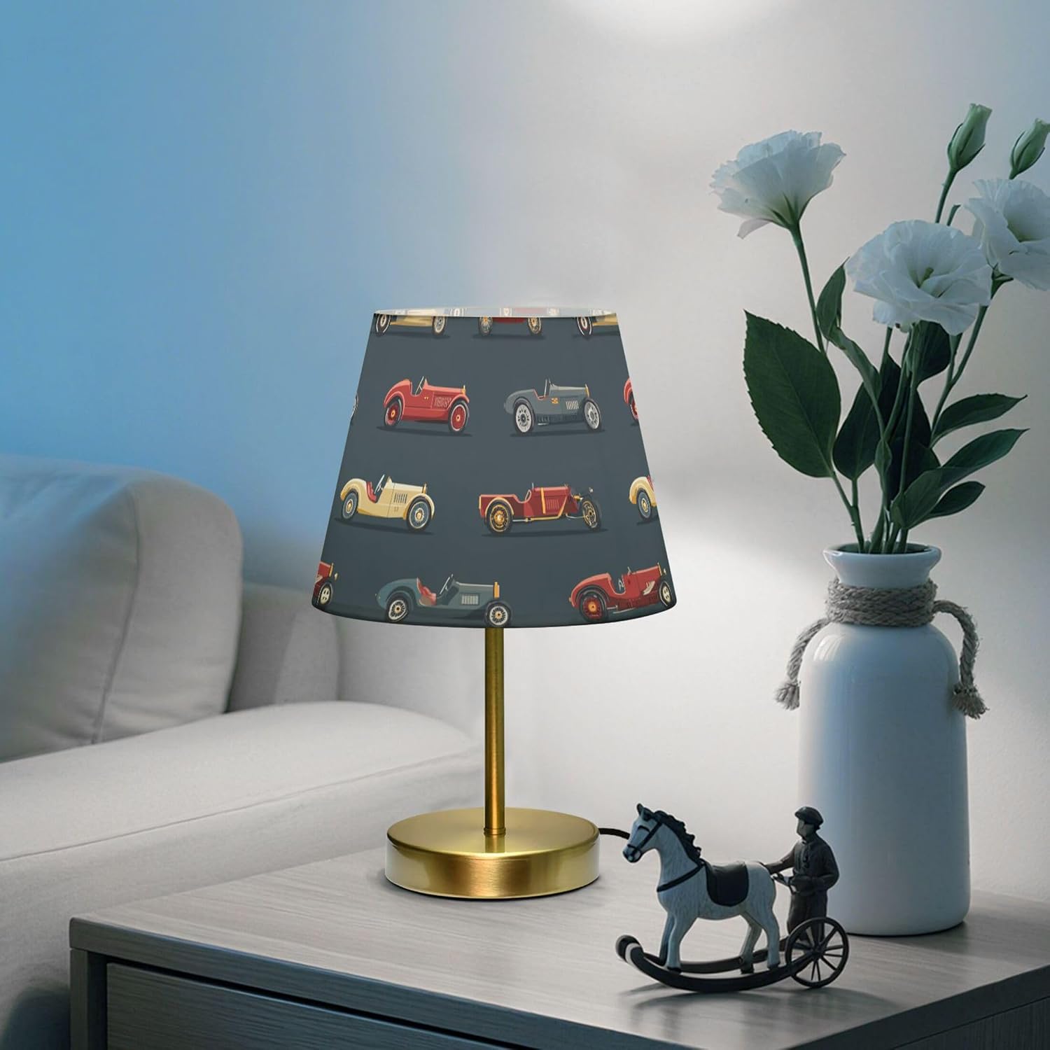 Car Race Dimmable Table Lamp Night Light Bedroom Lamps for Nightstand Living Room Dorm Home Office Desk, LED Bulb Included, M