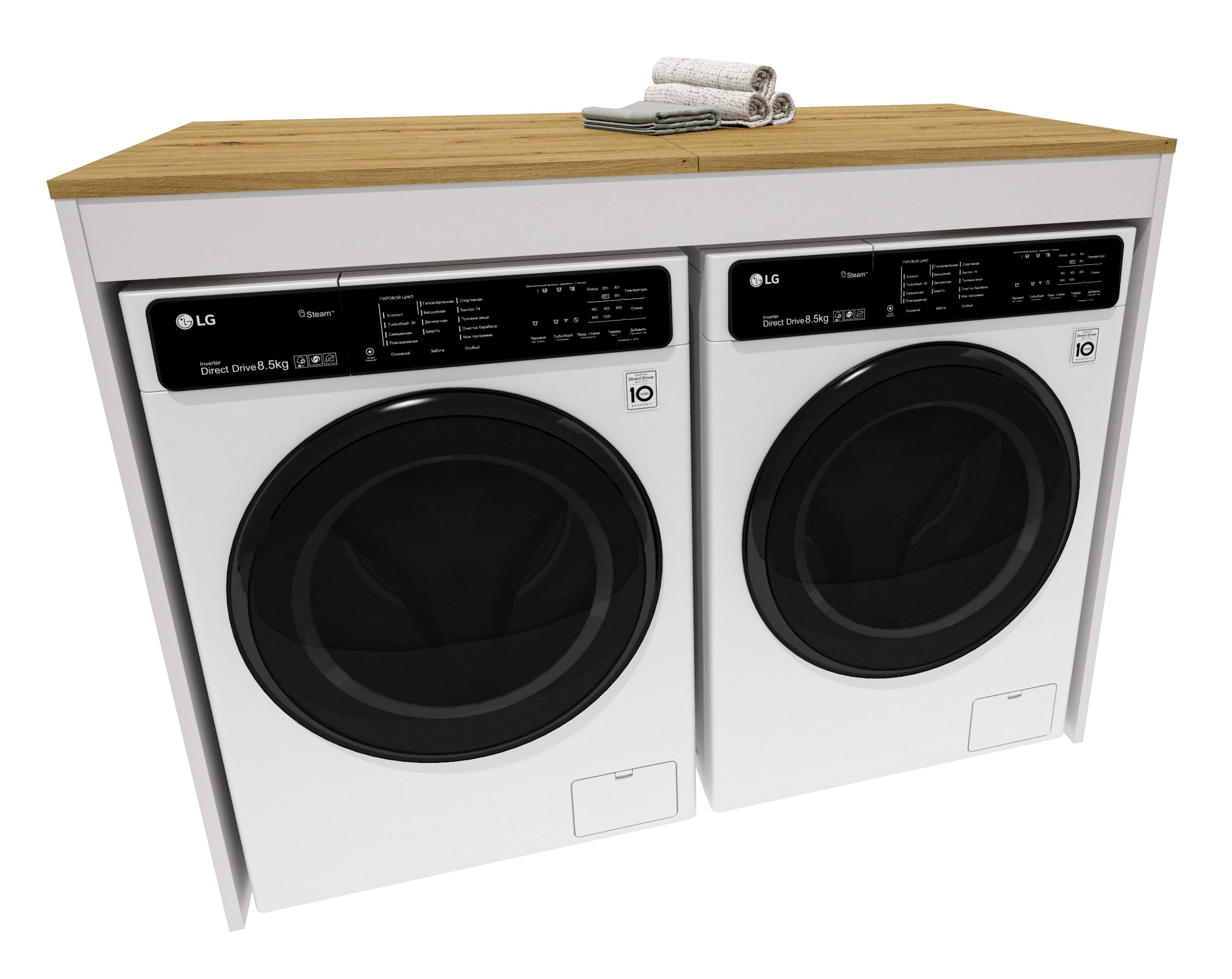 Waschmaschinenumbau | Moderner Badschrank für Waschmaschine & Trockner | Platzsparender Schrank für Badezimmer & Hauswirtschaftsraum | Eiche Artisan/Weiß
