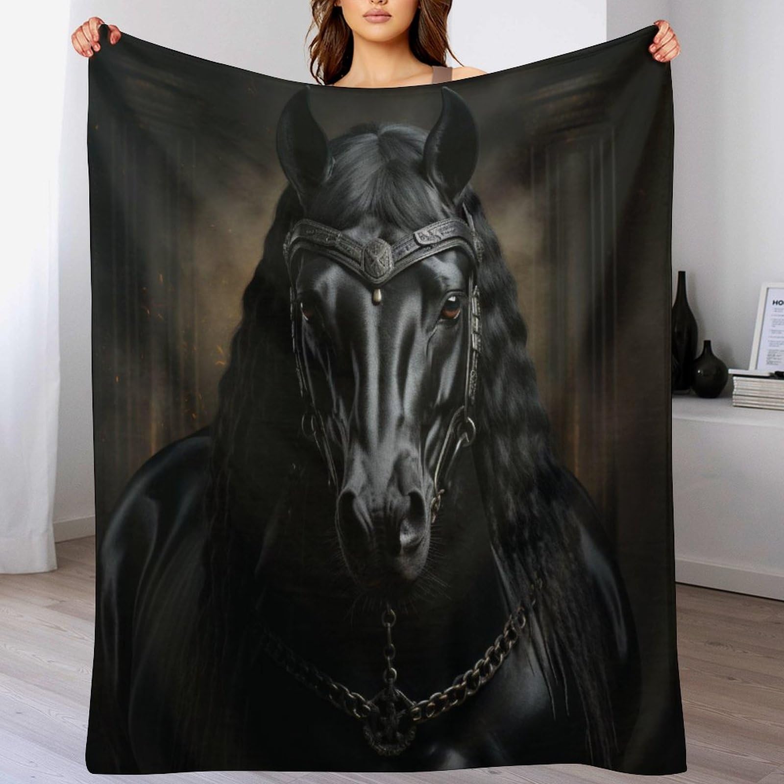 Couverture cheval duveteuse et douce pour sublimer votre canapé ou lit 130x150cm