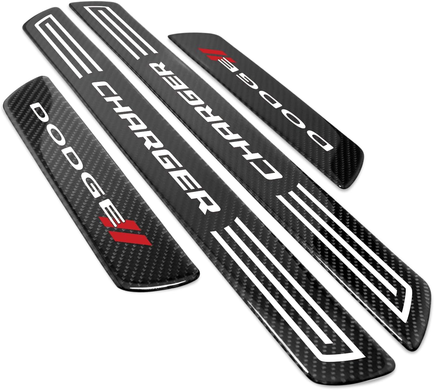 iPick Image for Dodge Charger X-Large Black Real Carbon Fiber 4 Pcs Universal Door Sill Step Protector Guard Decal Plates