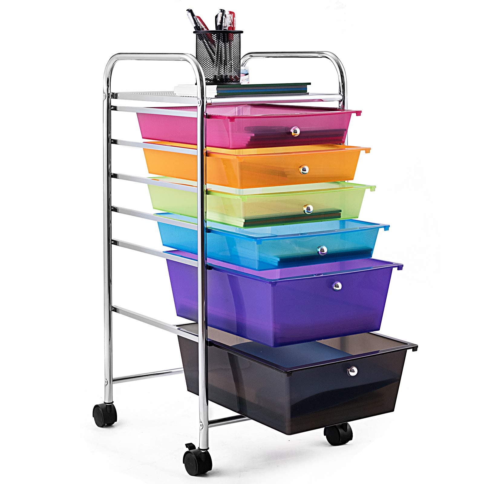 GIANTEX Carrello Porta Oggetti con 6 Cassetti e 2 Ruote Bloccabili