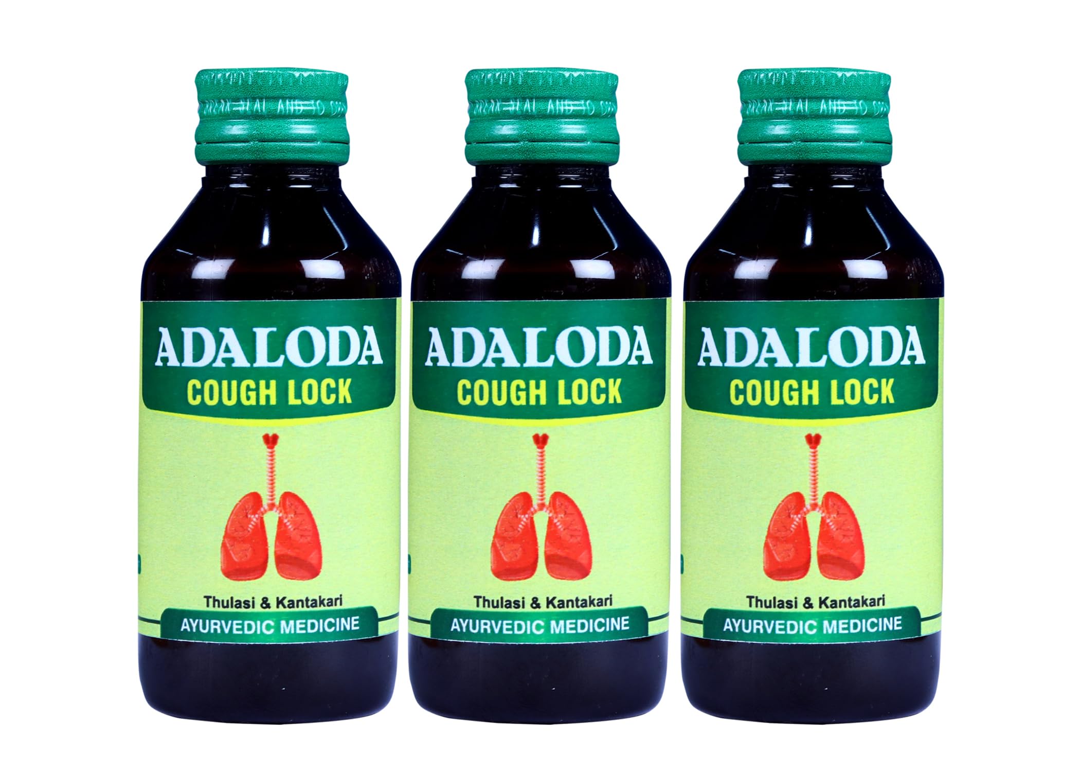 ADALODA - COUGH LOCK -100% AYURVEDIC COUGH SYRUP - 100 ML (PACK OF 3)