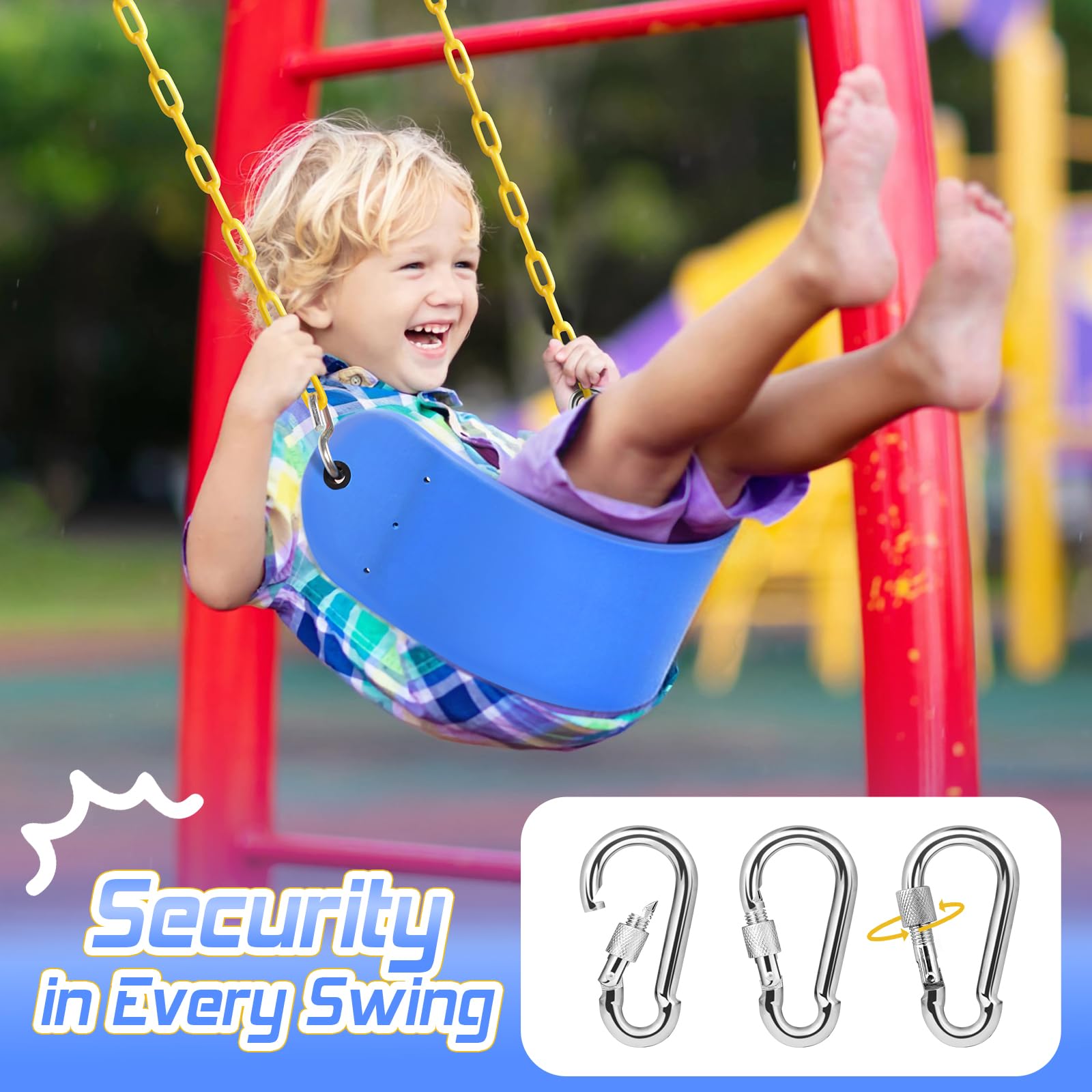 SEKKVY Sedili a dondolo con catene resistenti da 167,6 cm, accessori di ricambio per altalene con ganci a scatto, supporto per altalene per bambini, 113,4 kg, per parco giochi all'aperto, altalena