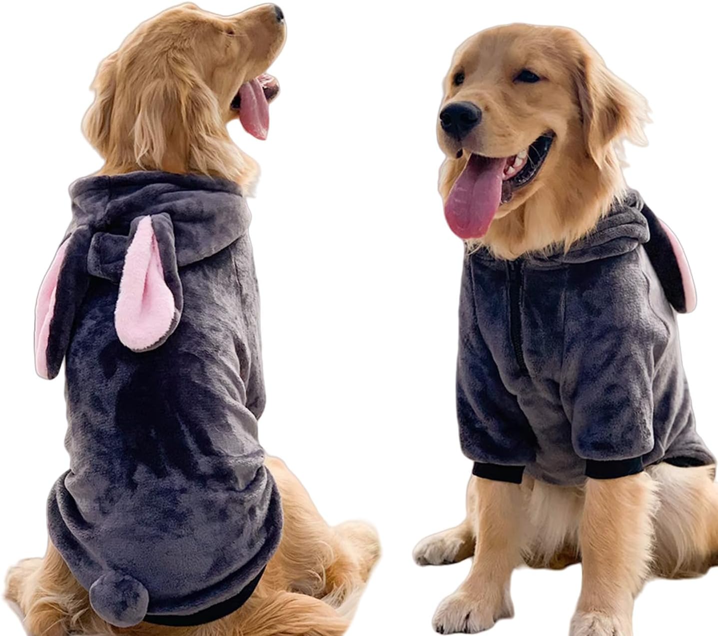 Large Dog Rabbit Costume,Halloween Easter Bunny Costume Party Outfits for Medium Large and Extra Large Dog,Winter Clothes Pajamas for Labrador Bulldog (Grey, 7XL)
