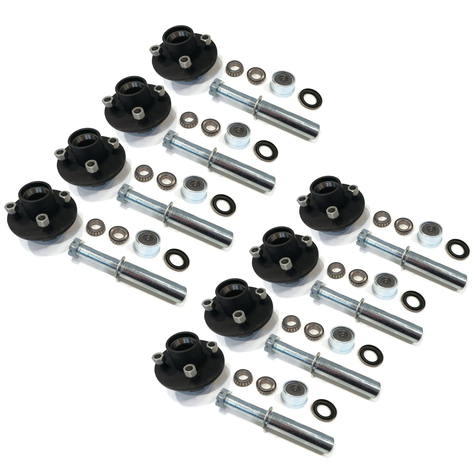 (Pack Of 2) Trailer Axle Kits | 4 On 4" Idler Hub, 1" Round BT8 Spindle, 1250 Lb Capacity Each