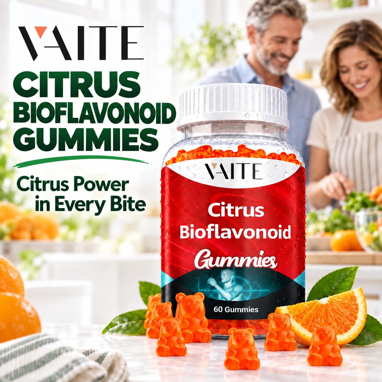 VAITE Citrus Bioflavonoid Complex Supplement 1000mg – Antioxidant Properties, Citrus-Derived Bioflavonoids, Sugar-Free Chewable Formula, Non-GMO, Gluten-Free, Soy-Free, Daily Use, 60 Gummies — Amazon image 6