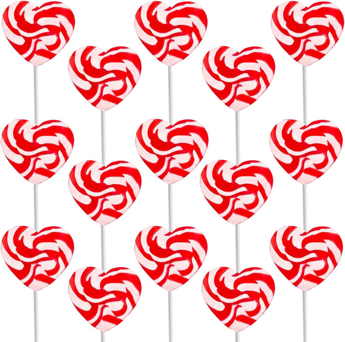 Fruidles Swirl Lollipop Heart Design, Party Bag Fillers, Individually Wrapped (12-Pack, Red & White Heart Lollipops)