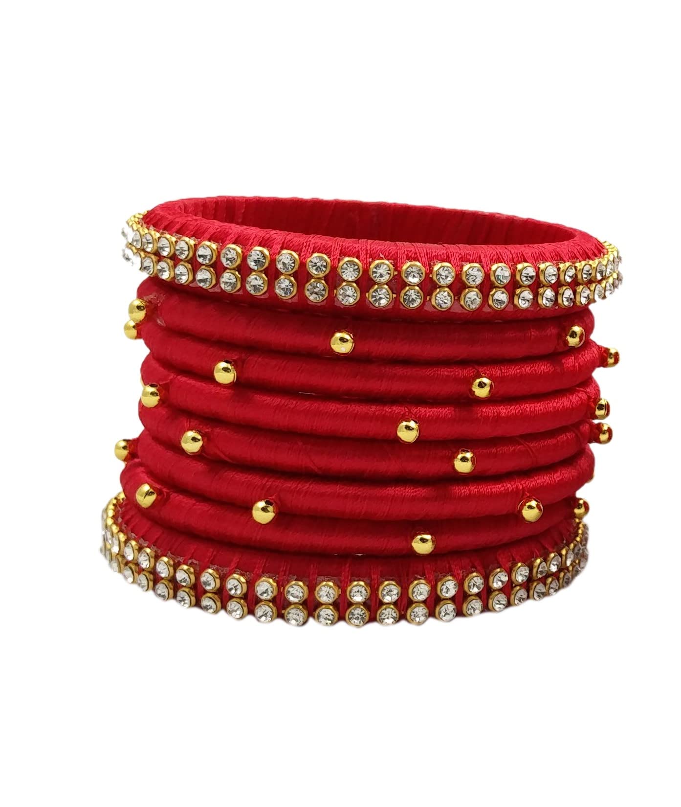 Yaalz Silk Thread Rich Stone Embellished Mix Beaded Bangle Sets for Babies, Girls and Women for Festival In Red Colors In 2.6 (B0BH1964GT) Amazon Price History, Amazon Price Tracker