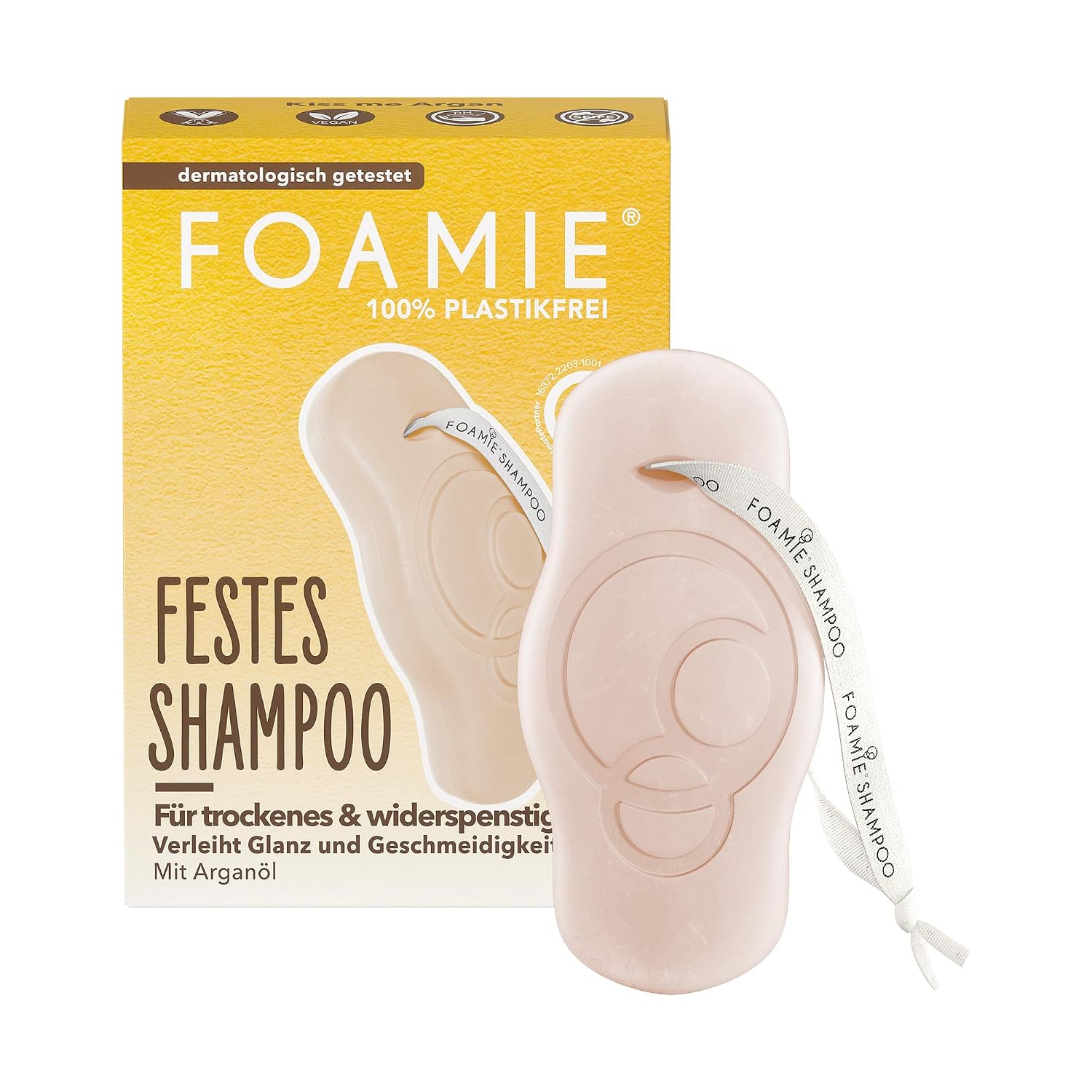 Foamie Festes Shampoo für trockenes & widerspenstiges Haar mit Arganöl, 100% vegan, plastikfrei, 80 g