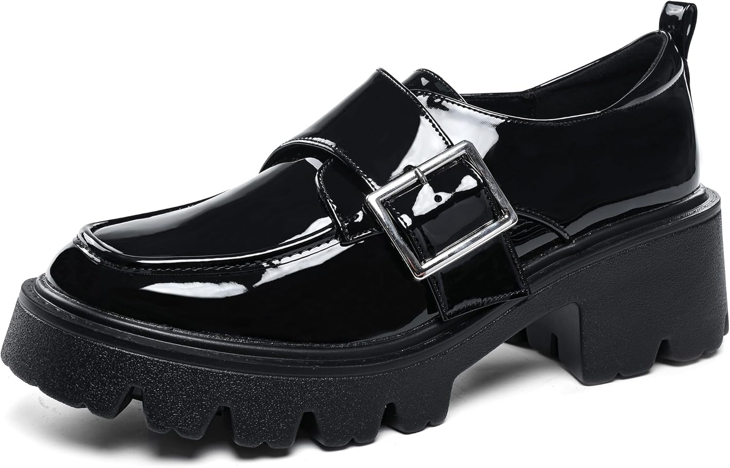 Platform Loafers for Women, Black Chunky Loafers, Slip-On Dressy Shoes for Business Work Casual