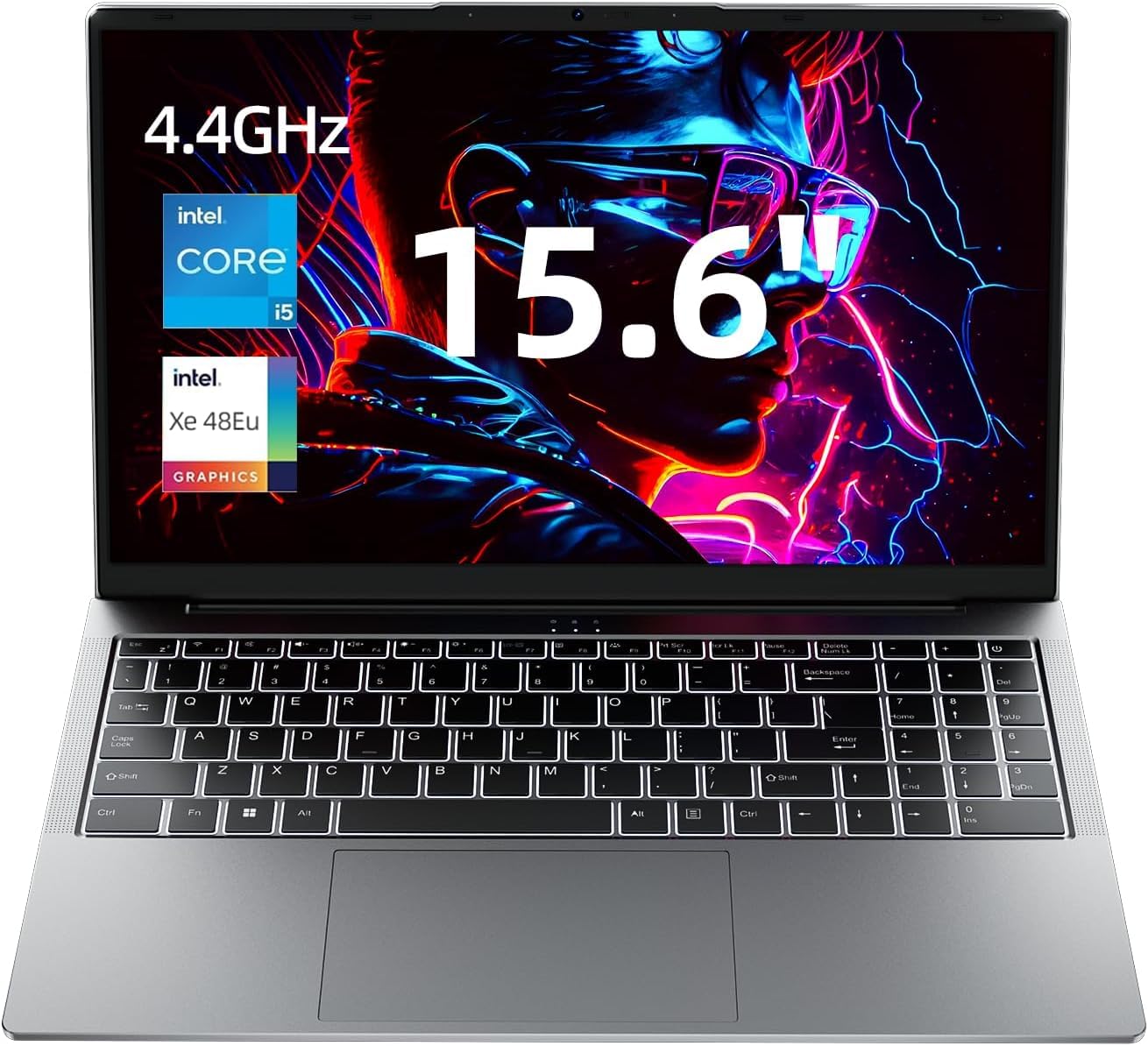 Jumper 2025 Laptop, Intel 12th i5 8-Core Processor(Up to 4.4GHz), 16GB DDR4 512GB NVME SSD, 15.6" FHD IPS Screen, 62.7Wh Battery, WiFi-6, Bluetooth5.1, USB3.2, 4 Stereo Speakers, 2 Memory Slots