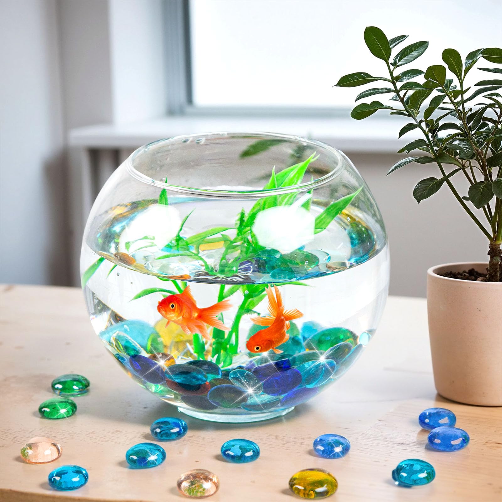 Ciottoli Di Vetro Trasparenti ATBUSS - 200g, Diametro 17-19mm, Per Decorazioni Acquari, Vasi E Paesaggistica