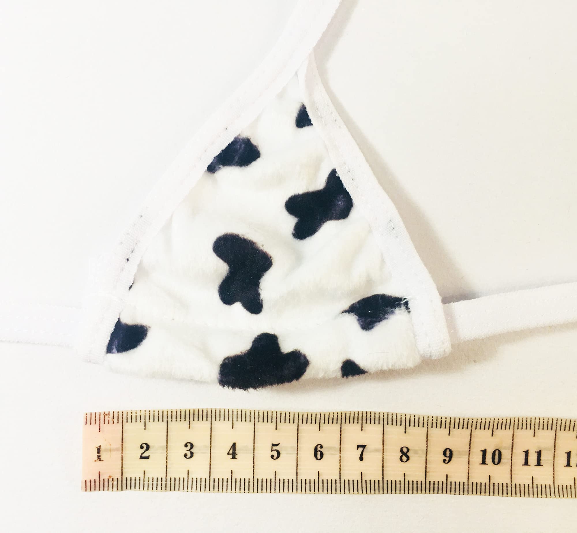 SINROYEE Kostium cosplay anime seksowna mini krowa bikini zestaw bielizny strój pokojówki dalmatyńskie mleko lampart strój kąpielowy, Zestaw biustonoszy bikini i pończochy krowa, rozmiar uniwersalny