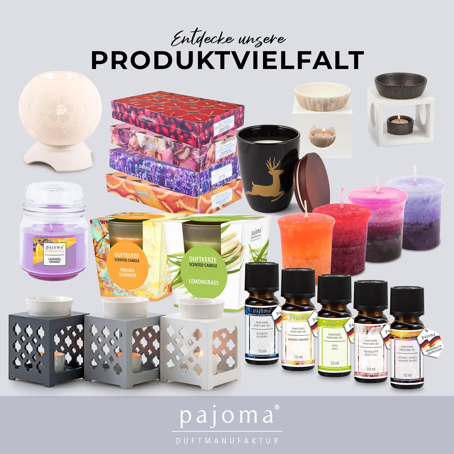 pajoma® Kerzenhalter 12er-Set aus Glas - mit Henkel und Anhänger, Mandala | H 14.5 x Ø 11 cm, Pantone 7590C Tischdekoration für Hochzeit, Deko