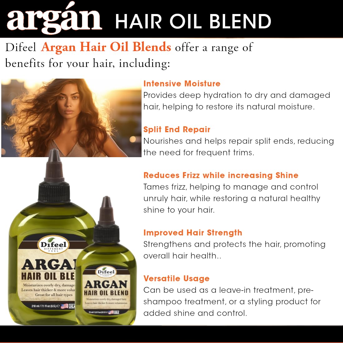 Difeel Premium Doğal Saç Yağı - Argan Yağı 2,5 ons