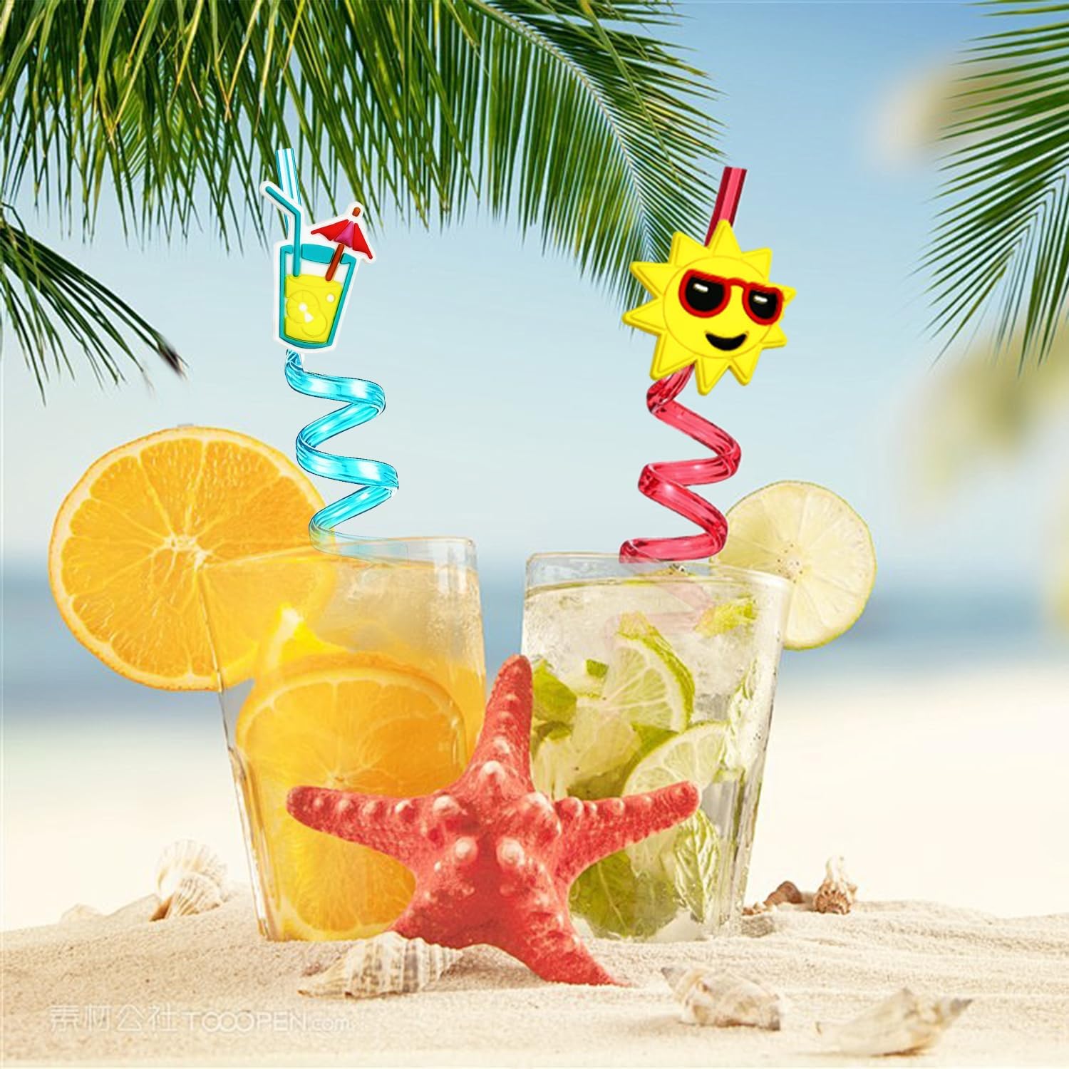 Drinking Straws Pool Party Decorations Summer Party Favors - 24 Reusable Straws for Beach Birthday Party Decorations Supplies Summer Fun Gifts - Image 2