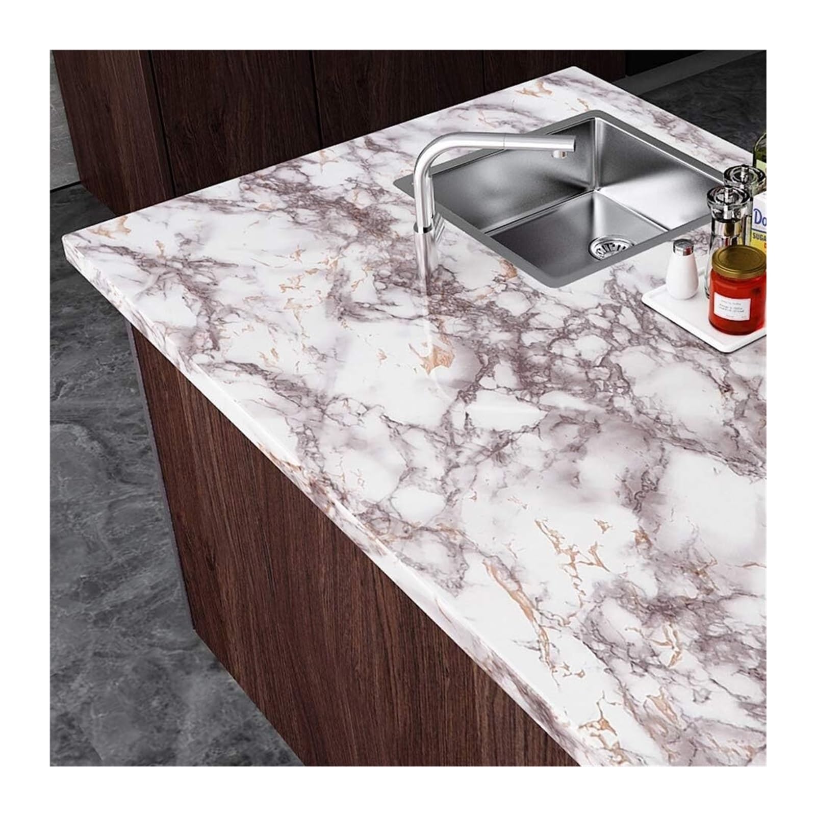 Foelanne Color12 Back Self Adhesive Wallpaper, Marble Contact Paper Self-Adhesive Kitchen Cabinet -Proof Multiple Sizes(,40Cm X 500Cm)