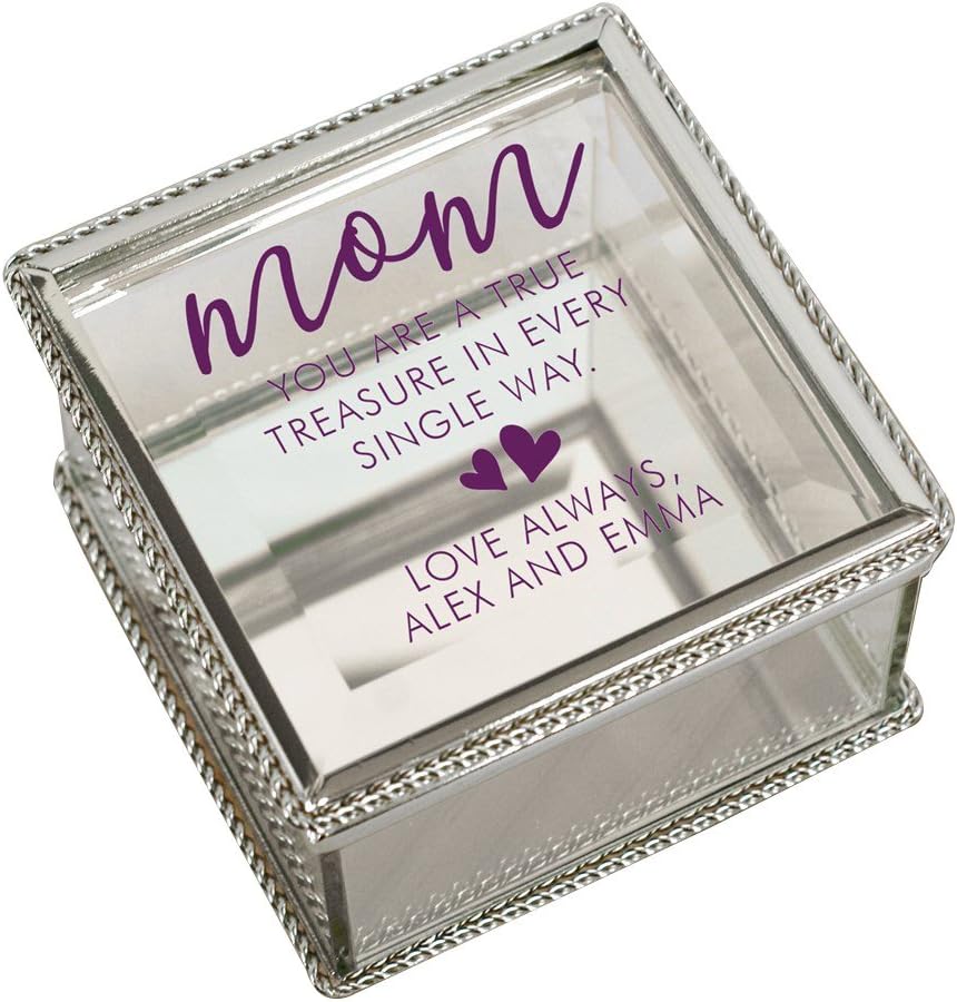 GiftsForYouNow Mom True and Treasured Personalized Jewelry Box, Purple