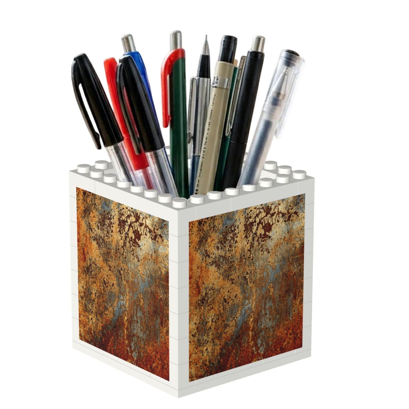 Poadnly Modern Abstract Splashed Ink Gold Foil Rust, Pen Pot Pencil Holder for Office Home School, Compact Desk Organiser for Office Stationery