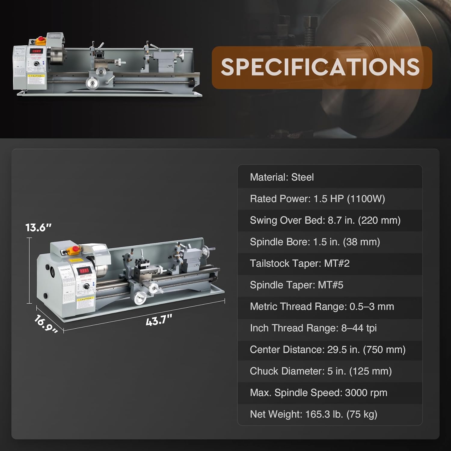 Lathe Specifications Diagram