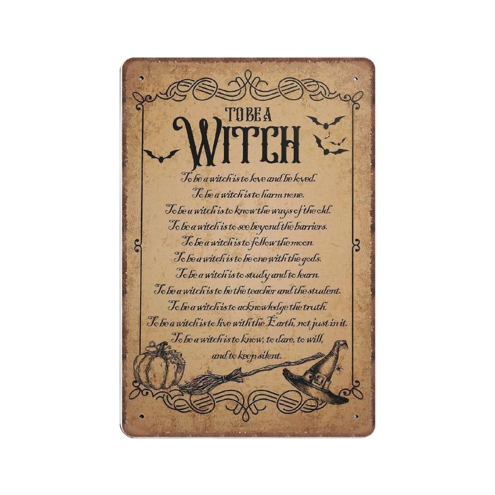 Daiercy Material_tin 10 To Be A Witch Poem Vintage Tin Signs, Witch Wall Art, Witch Wall Decor Gift Funny Metal Sign Plaqu Poster Wall Art Pub Bar Kitchen Garden Bathroom Home Decor, 140X200 Mm