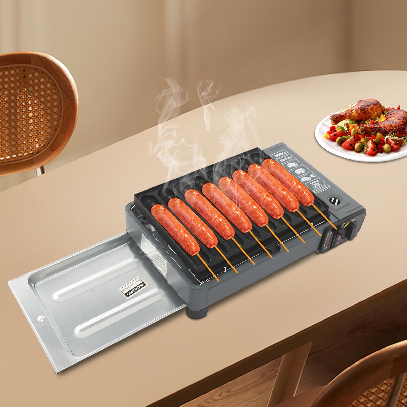 Hornillo de butano portátil para camping con encendido piezoeléctrico y bolsa de transporte, 2200 W, con seguridad contra sobrepresión, para exteriores, picnic, jardín y autocaravana