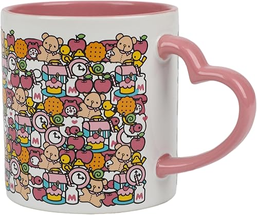 Miniatura 4 de Bioworld Hello Kitty Taza con mango en forma de corazón rosa, taza de cerámica de 16 onzas