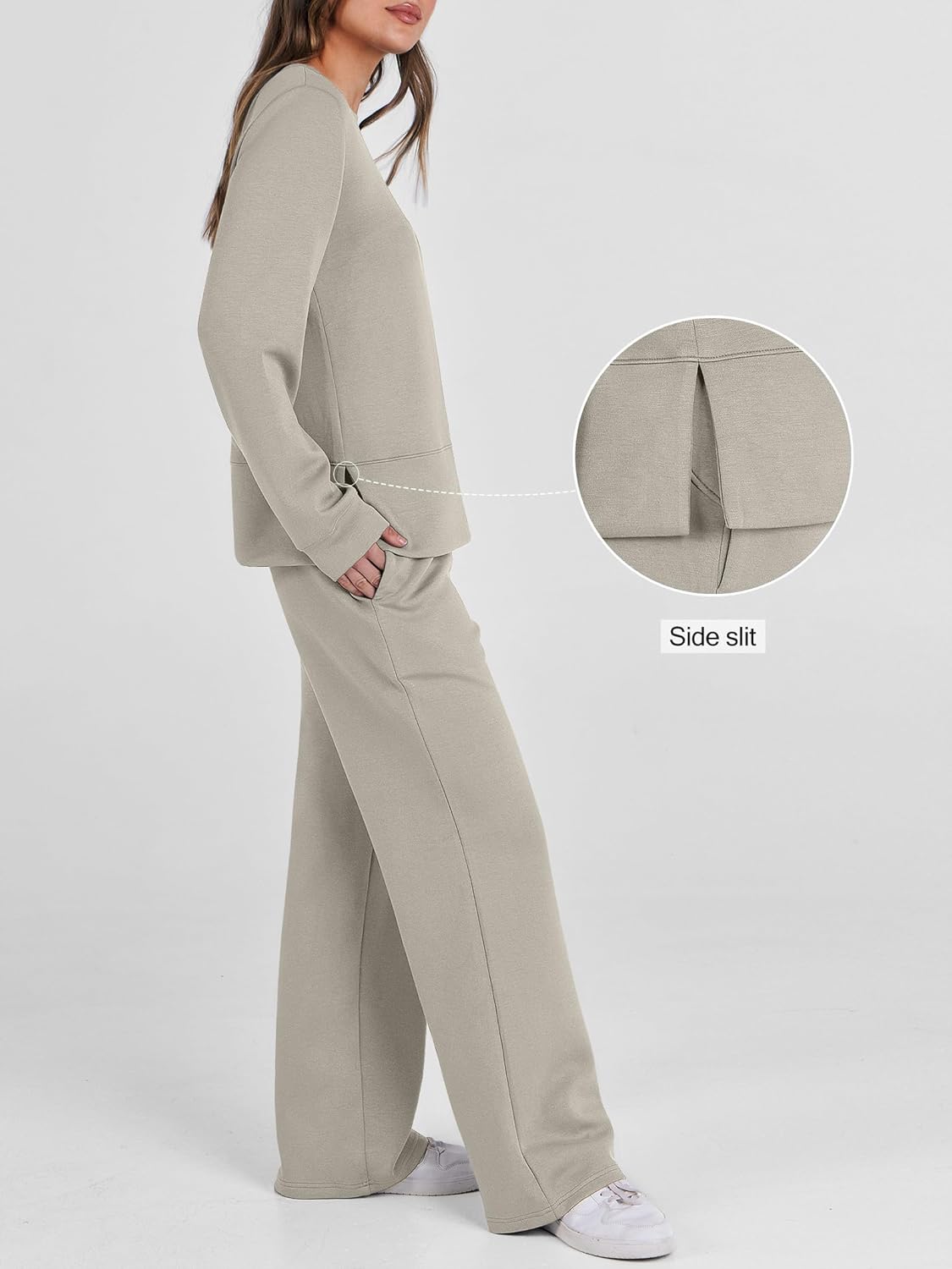 ANRABESS Women's 2 Piece Lounge Sets Casual Travel Outfits Wide Leg Tracksuit Sweatsuits Matching Set 2026 Fall Clothes - Image 4