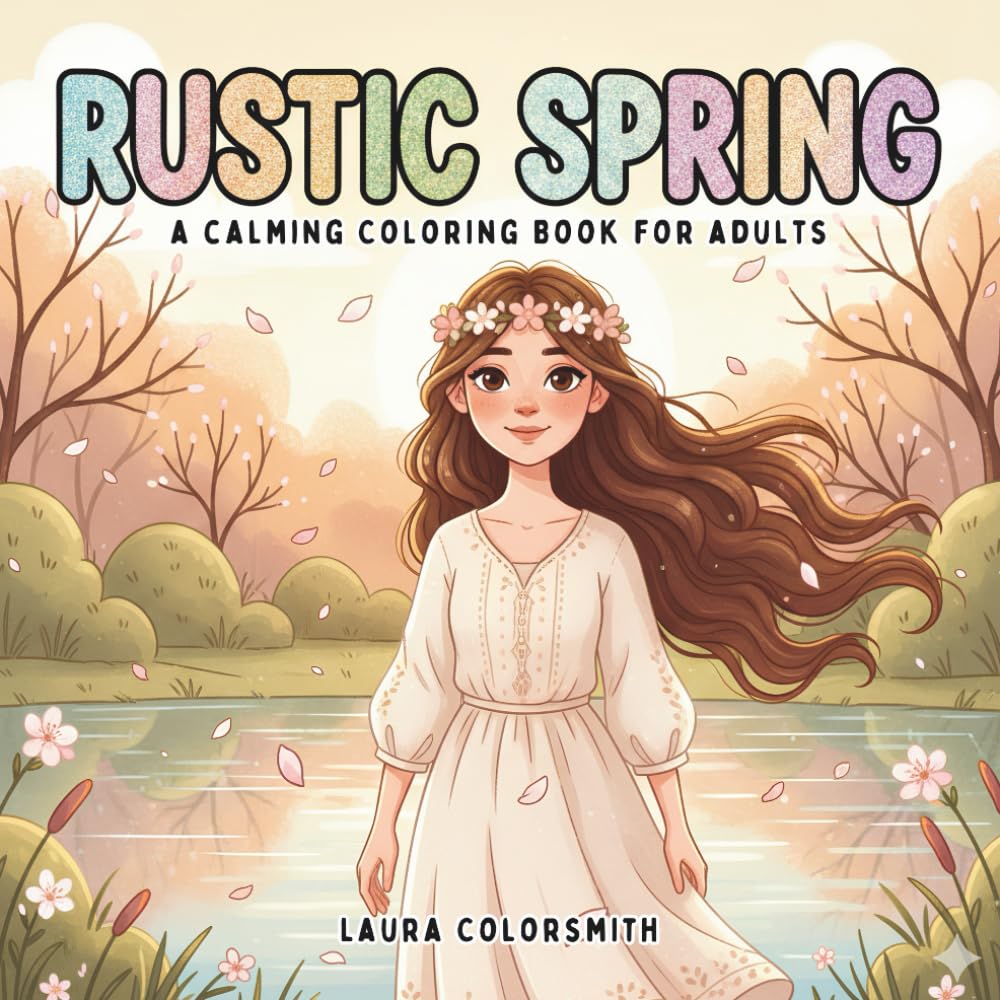 Rustic Spring - A Calming Coloring Book For Adults: Charming Country Scenes and Rustic Spring Landscapes for Relaxation and Creative Calm (Spring Coloring Book For Adults)