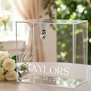 Novabright 10" Wedding Acrylic Card Box, Clear, Classic Style