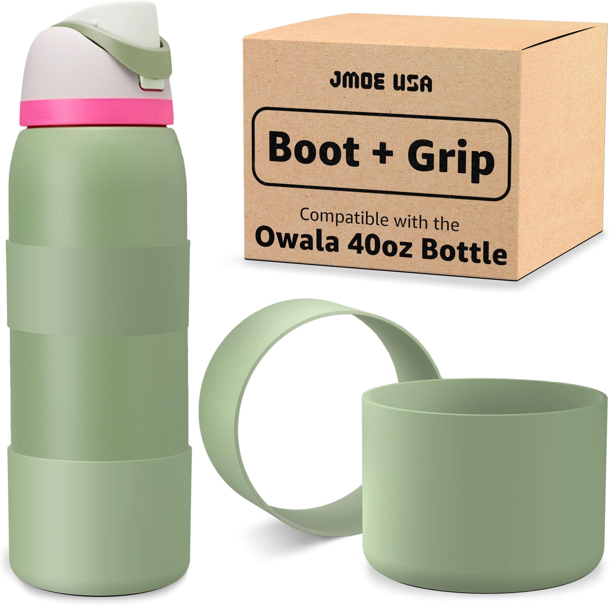Silicone Boot Sleeve + Hand Grip for Owala 40oz Water Bottle | BPA Free & Food-Grade Silicone Rubber | Protective Anti-Slip Bottom Bumper Cover | Protects Against Scratches (Camo Cool)