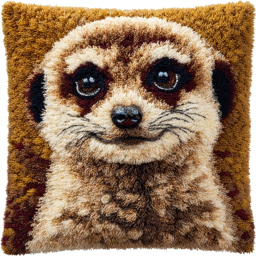 WallustrioaW Latch Hook Cushion Kit for Adults,Meerkats