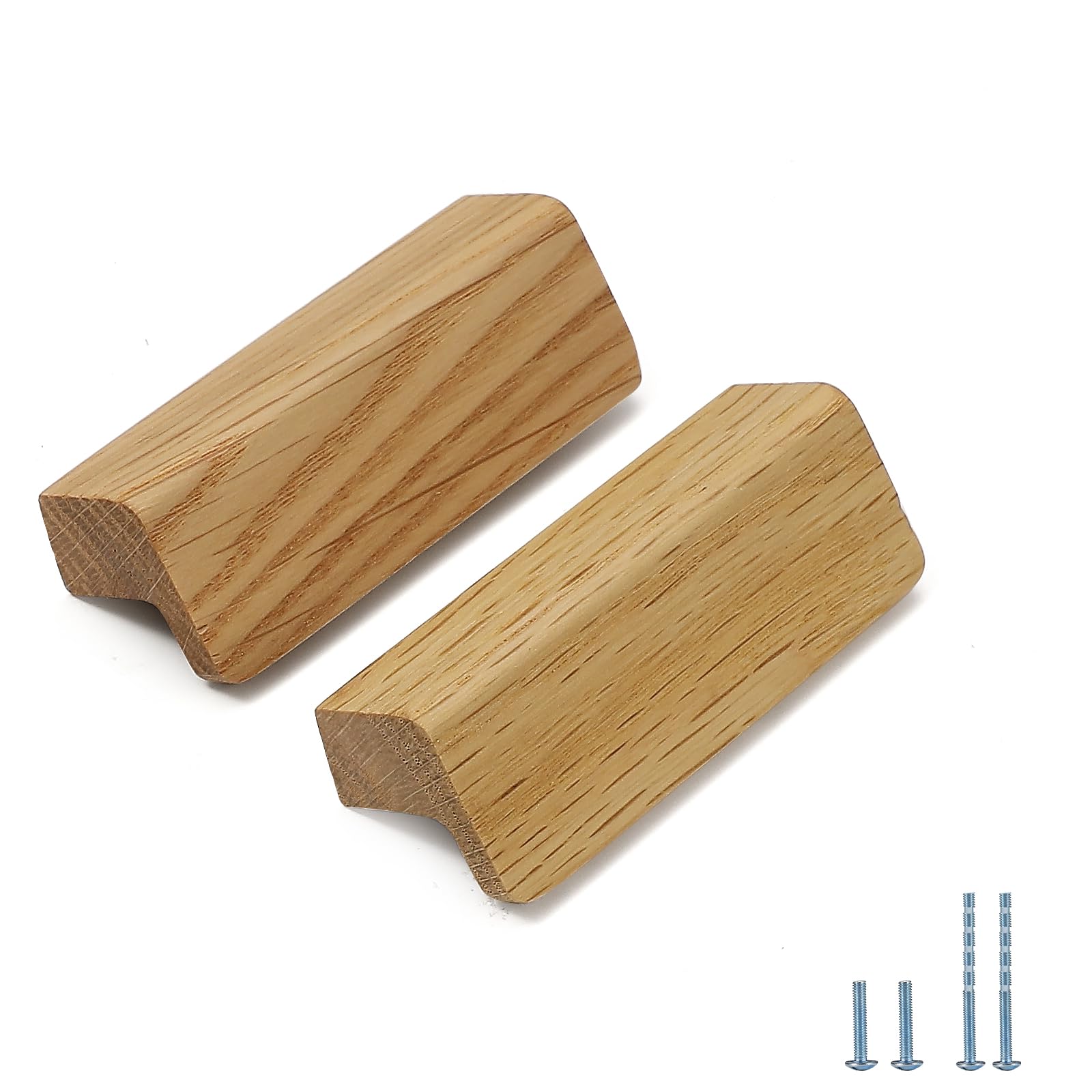 Evionlin 6 pcs Oak Wood Square Angle 2.75 in Wooden Windbreaker Cabinet Door Handle Wooden Antique Style Long Walnut Cabinet Drawer Door Handle