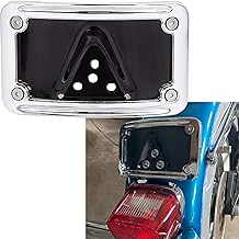 Cyreedom Motorcycle Curved Laydown License Plate Mount Kit with Frame for Harley models Hon-da motorcycle with 3 Holes OEM 3184 License Mount (Chrome)