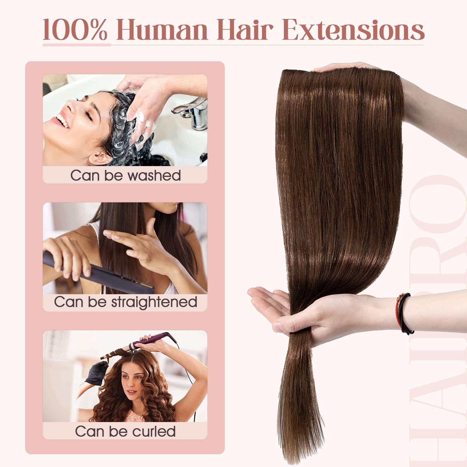Amazon.com : Hairro 22 Inch Clip in Extensions 100% Remy 
