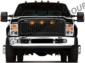 GSI Raptor Style Gloss Black Mesh Grille W/3x Amber LED Replacement Shell Packaged Grille fit for 2008-2010 Ford Super Duty F250+F350+F450+F550+F660 - coolthings.us