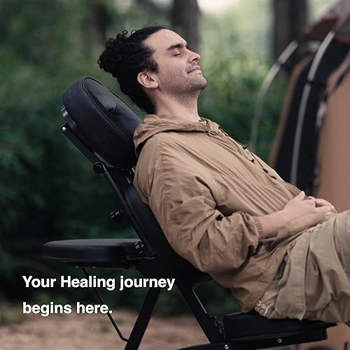 Vista 9 de Aluminio ligero ajustable plegable portátil viaje masaje silla con mochila 402 Keanu (negro)