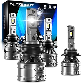 NOVSIGHT 9005/HB3 High Beam 9006/HB4 Low Beam LED Headlight Bulbs Combo, 120W 26000LM Super Bright 6500K LED Headlights Conversion Kits, Plug and Play with Fan, 6500K Cool White, Pack of 4