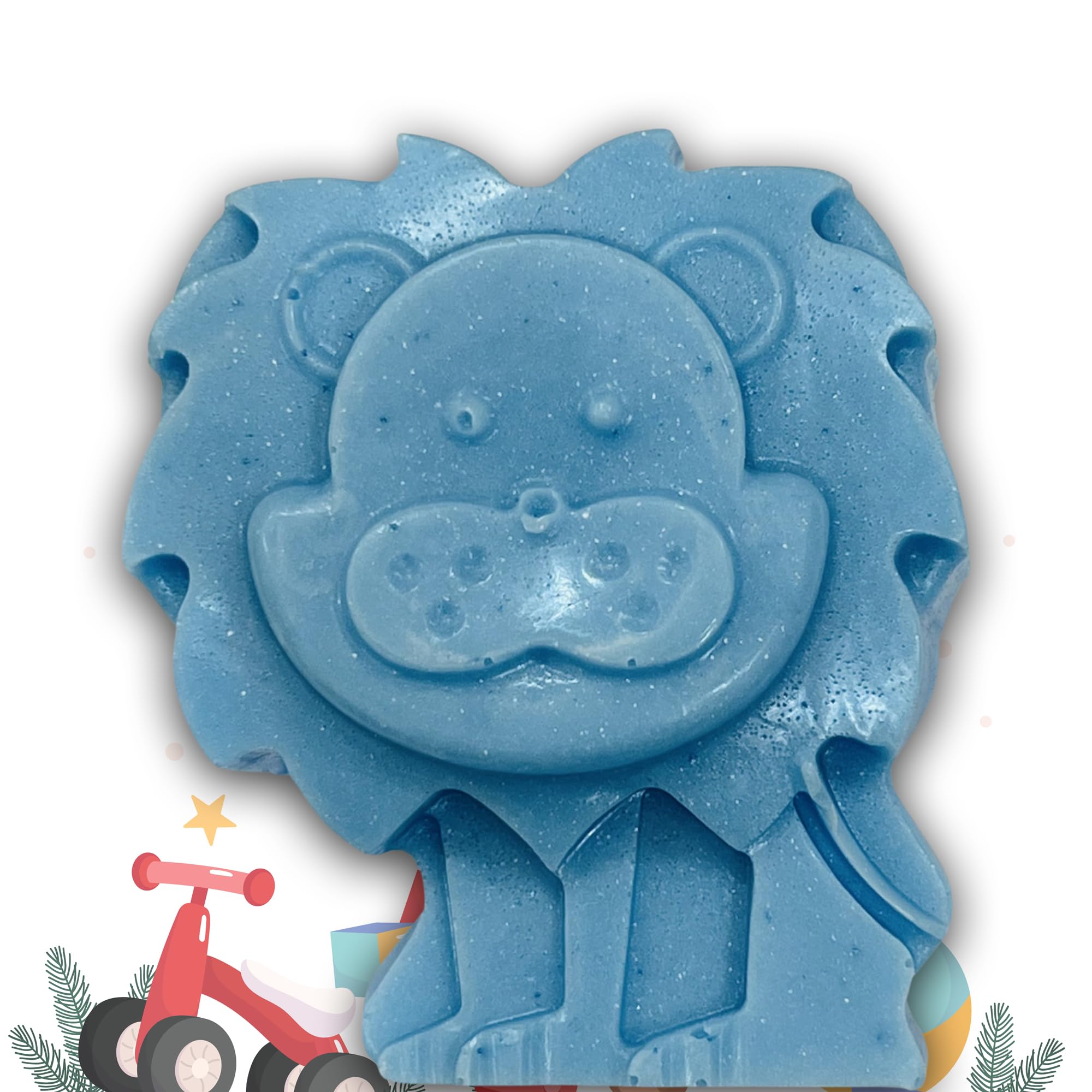 The Boom Bath Handmade Kids Toy Bath Soap (Pack 1, 90gm) - 100% Natural, Organic, Enrich with Goat Milk, Glycerine & Essential Oil- Paraben & Sulphate Free Baby Theme Bar (Blue Lion).