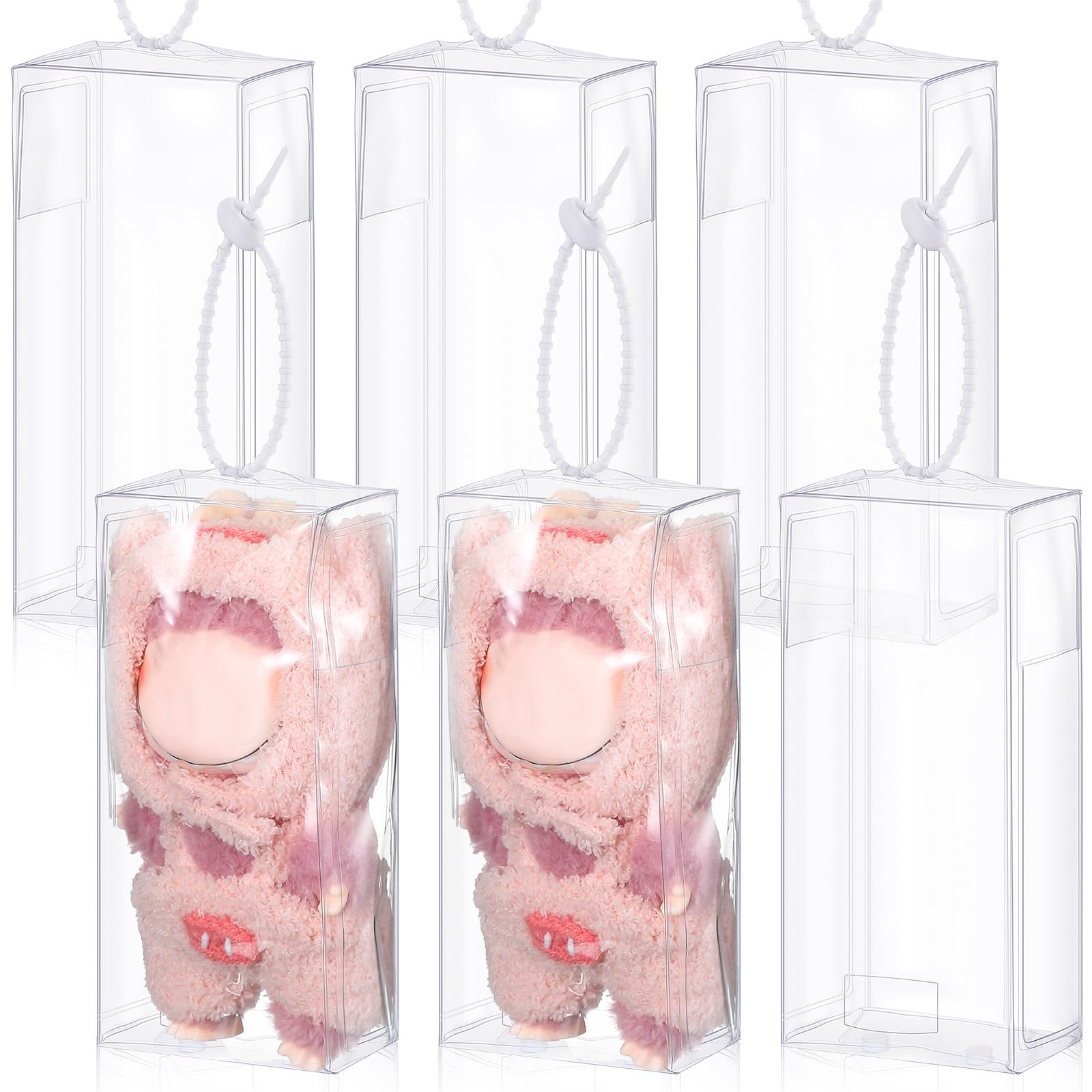 Wowangce 6 Pcs Clear Figure Display Bag Protective Cover Figures Storage Clear Bag Keychain Protective Case Dustproof Collectibles Case for Dolls