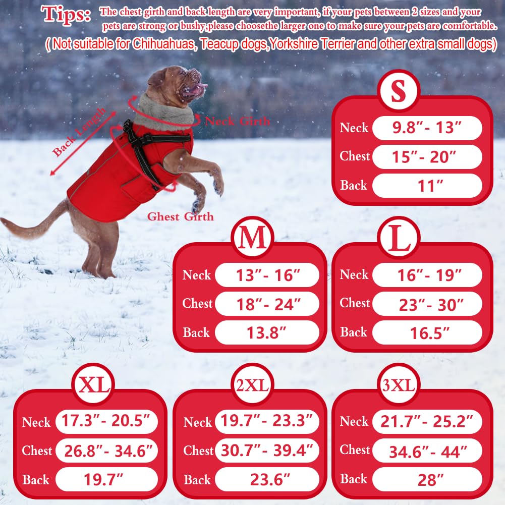 Doglay - Giacca per cani con imbracatura integrata, impermeabile giacca invernale per cani con tasca e un rotolo di sacchetto per la cacca, giacca riflettente regolabile per cani