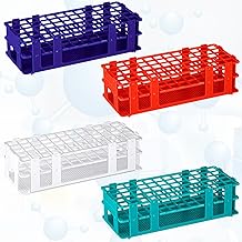CroBlissful 4 Pcs 60 Hole Plastic Test Tube Rack Lab Holder Rack for 16mm/20mm Tube Detachable, Multi Color