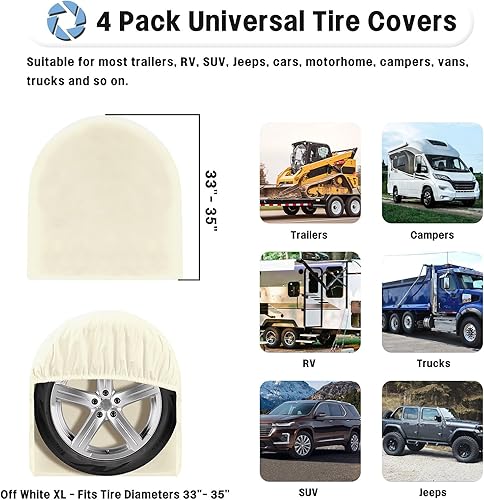 Vista 25 de OutdoorLines Juego de 4 fundas impermeables para neumáticos para exteriores, a prueba de rayos UV, resistente al viento, protector de neumáticos