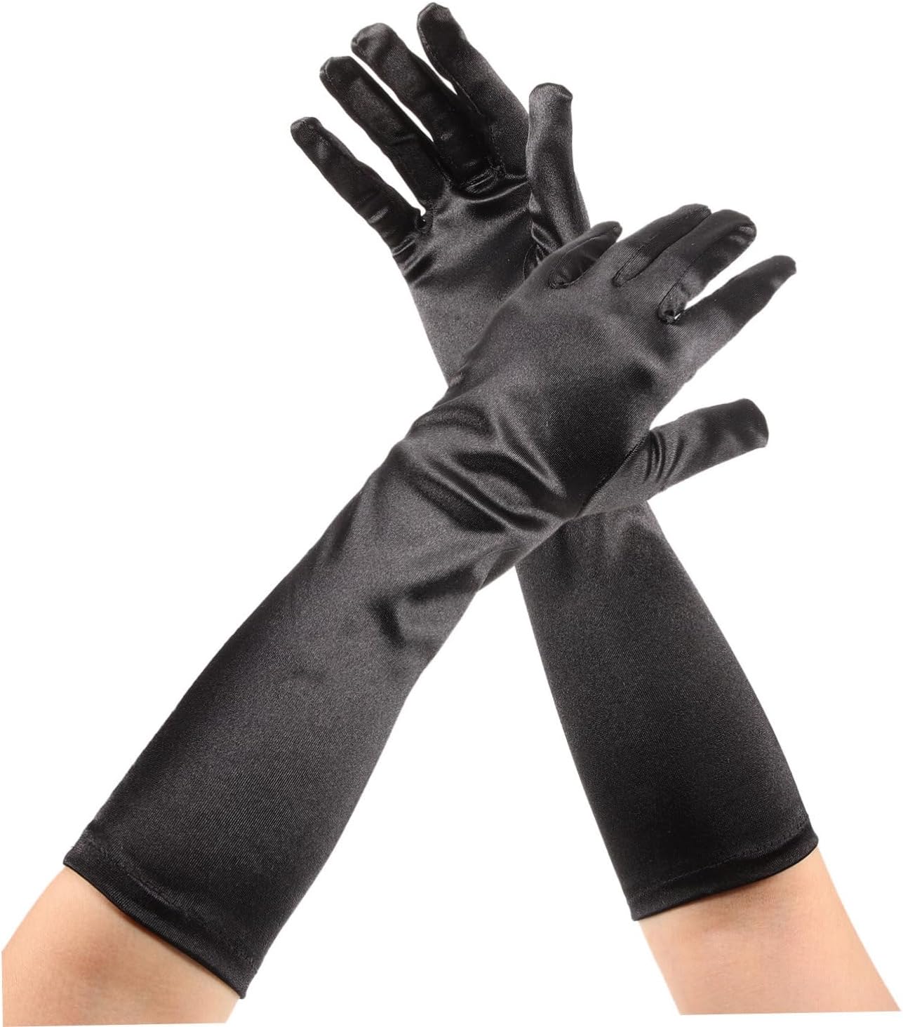 2Pairs Satin Stretchy Gloves for Women Elegant Elastic Party Banquet Gloves for Weddings Engagements and Special Events