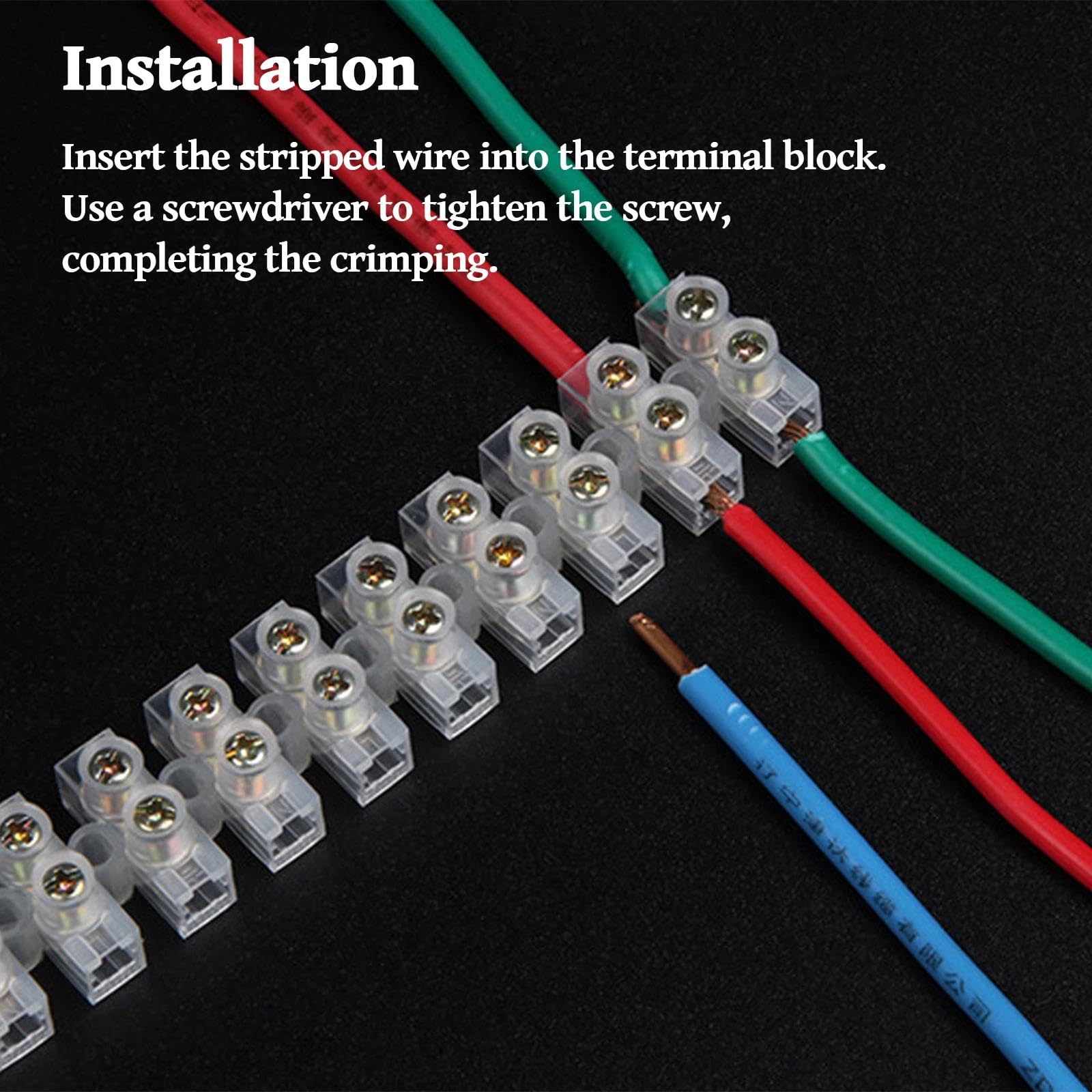 2 Pack 30A Electrical Connector Blocks 30 Amp 12 Way White Terminal Block Strip Electrical Terminal Connector Strips Electric Wire Chocolate Chock Blocks Connecting for Wiring Cable - Image 4