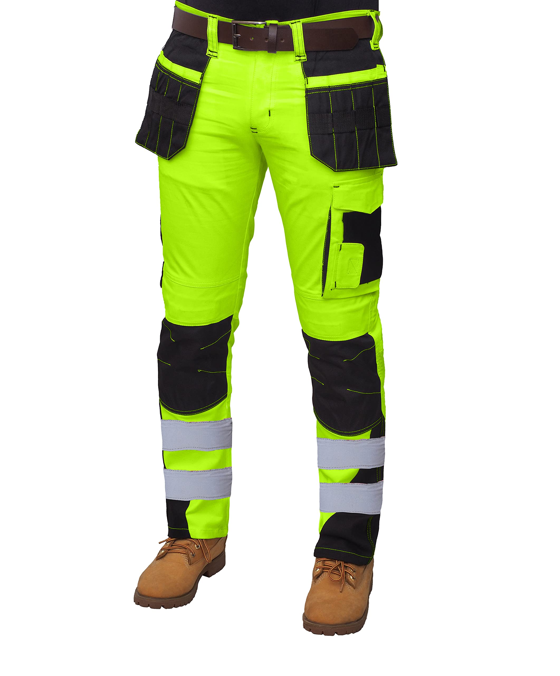 Pantaloni Hi Vis da uomo ad alta visibilità Cargo Workwear Soft Heavy Duty Multi Pocket Easy Care Pantaloni Nastro Riflettente Pantaloni da Lavoro