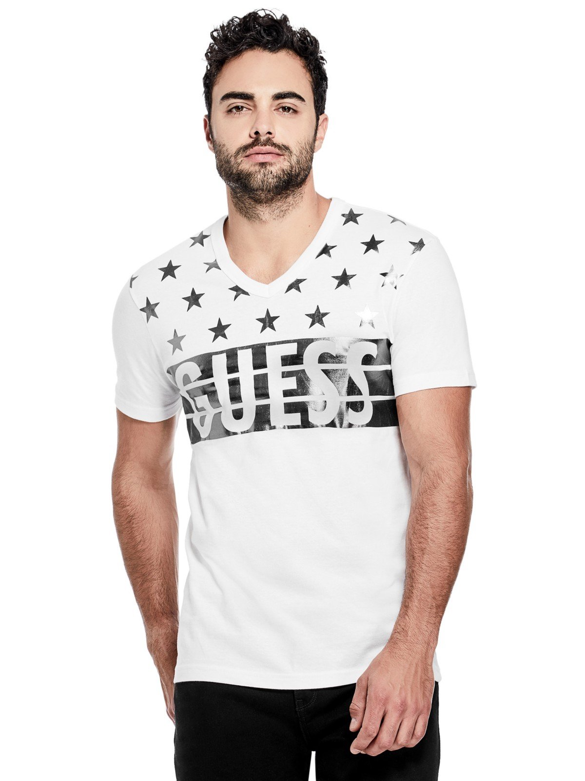 GUESSCLINT LOGO V-NECK TEE X80I09RI7R0, XL